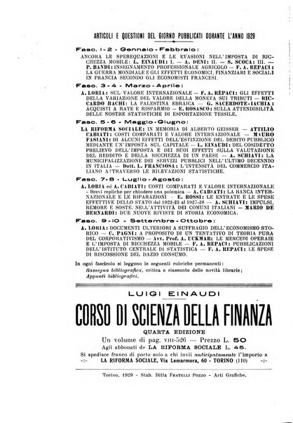 La riforma sociale rassegna di scienze sociali e politiche