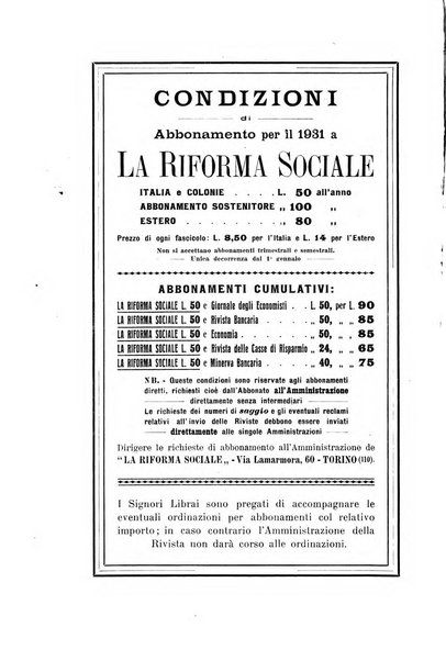 La riforma sociale rassegna di scienze sociali e politiche