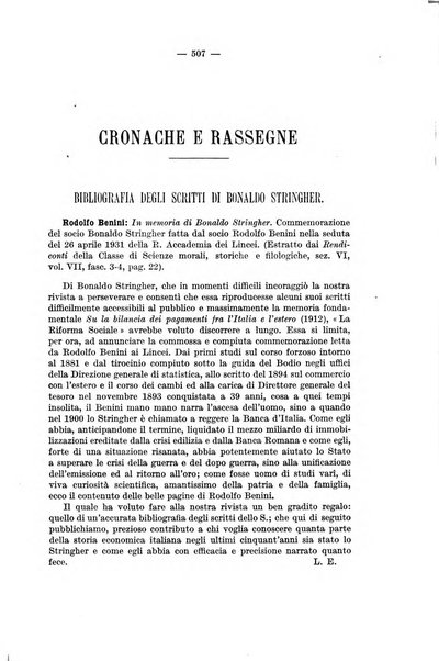 La riforma sociale rassegna di scienze sociali e politiche