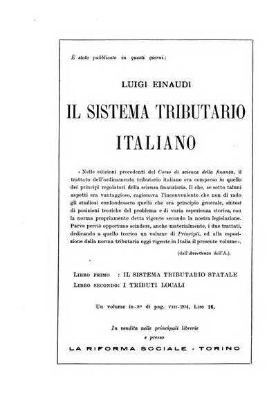 La riforma sociale rassegna di scienze sociali e politiche