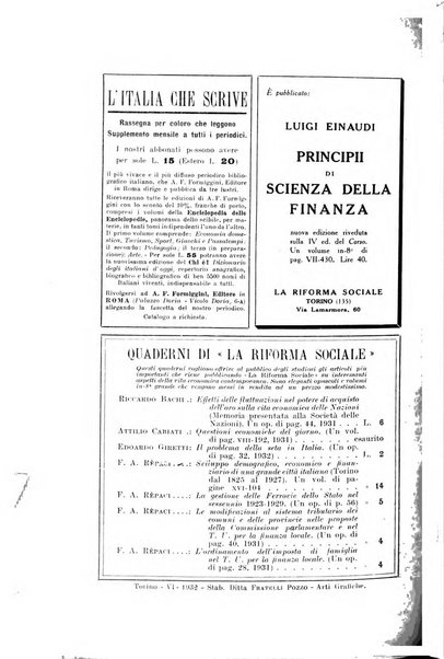 La riforma sociale rassegna di scienze sociali e politiche