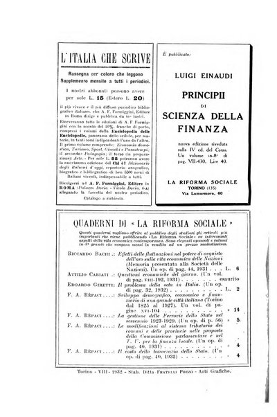 La riforma sociale rassegna di scienze sociali e politiche