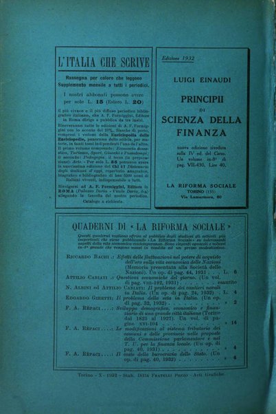 La riforma sociale rassegna di scienze sociali e politiche