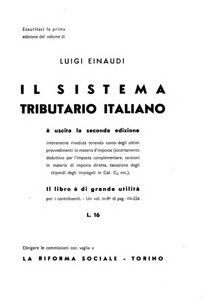 La riforma sociale rassegna di scienze sociali e politiche