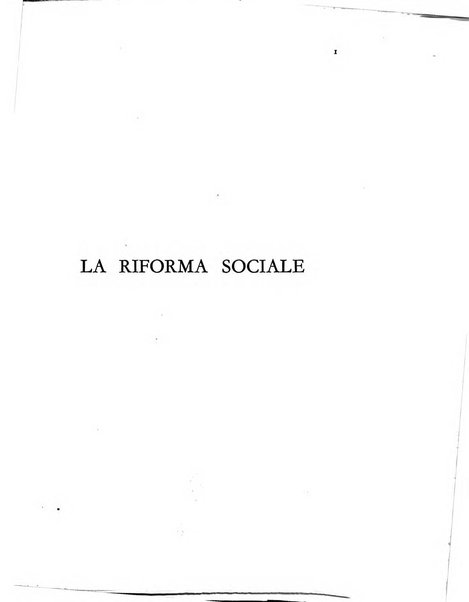 La riforma sociale rassegna di scienze sociali e politiche