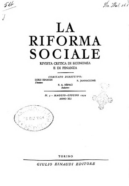 La riforma sociale rassegna di scienze sociali e politiche