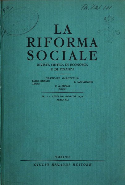 La riforma sociale rassegna di scienze sociali e politiche