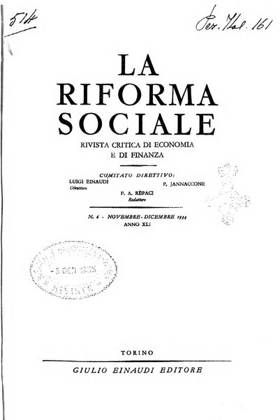 La riforma sociale rassegna di scienze sociali e politiche