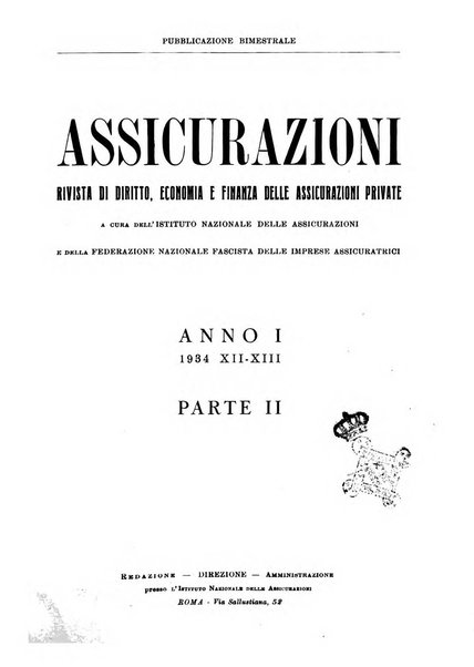 Assicurazioni rivista di diritto, economia e finanza delle assicurazioni private