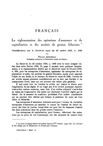 Assicurazioni rivista di diritto, economia e finanza delle assicurazioni private