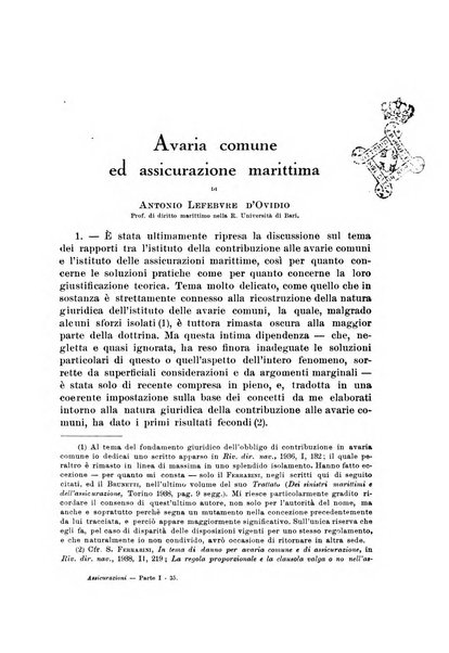 Assicurazioni rivista di diritto, economia e finanza delle assicurazioni private