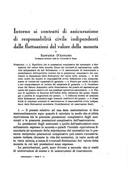 Assicurazioni rivista di diritto, economia e finanza delle assicurazioni private