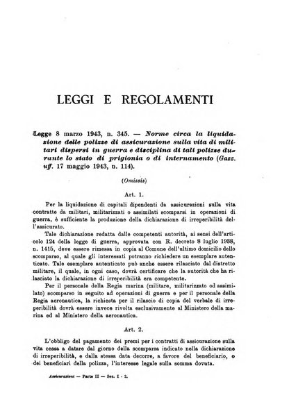 Assicurazioni rivista di diritto, economia e finanza delle assicurazioni private