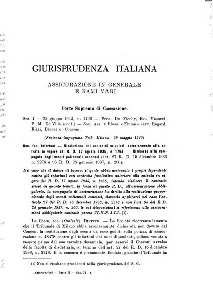 Assicurazioni rivista di diritto, economia e finanza delle assicurazioni private