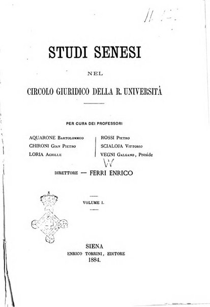 Studi senesi nel Circolo giuridico della R. Universita