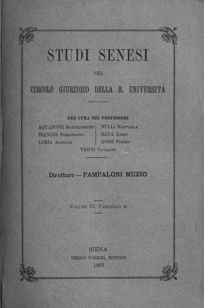 Studi senesi nel Circolo giuridico della R. Universita