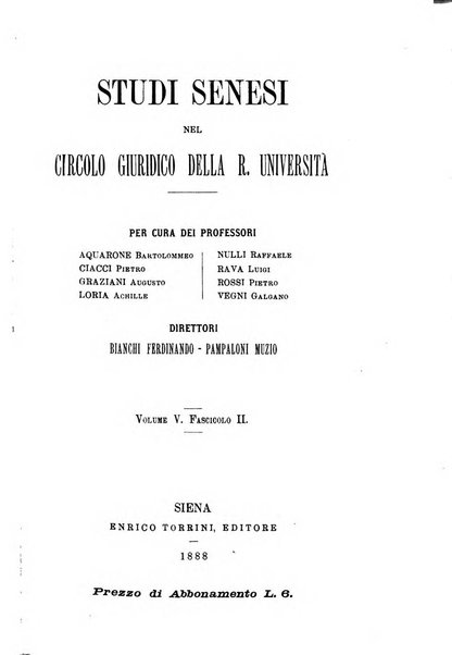 Studi senesi nel Circolo giuridico della R. Universita