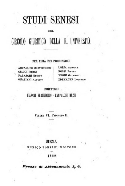 Studi senesi nel Circolo giuridico della R. Universita