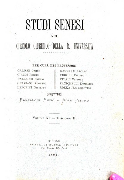 Studi senesi nel Circolo giuridico della R. Universita