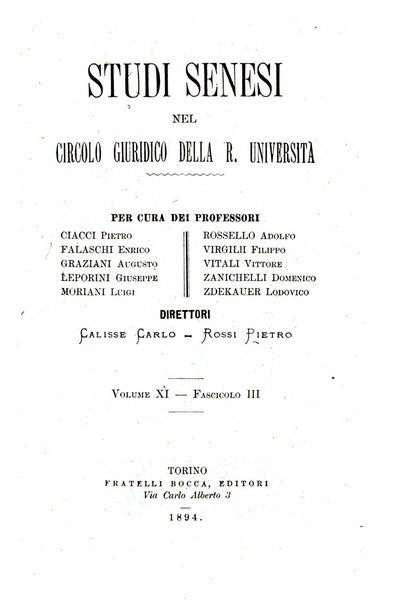 Studi senesi nel Circolo giuridico della R. Universita