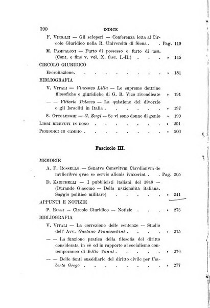 Studi senesi nel Circolo giuridico della R. Universita