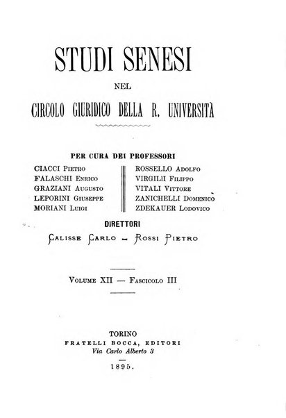 Studi senesi nel Circolo giuridico della R. Universita