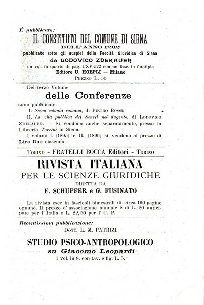 Studi senesi nel Circolo giuridico della R. Universita