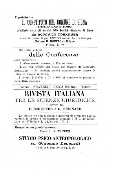 Studi senesi nel Circolo giuridico della R. Universita