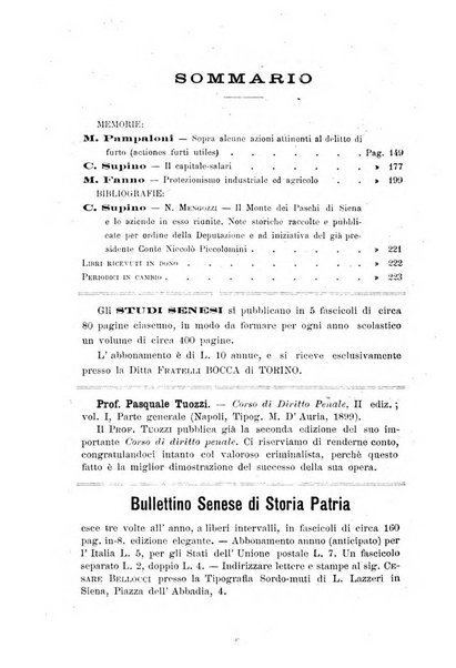 Studi senesi nel Circolo giuridico della R. Universita