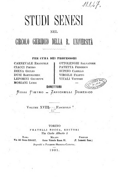 Studi senesi nel Circolo giuridico della R. Universita