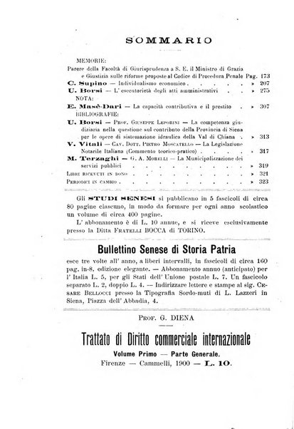 Studi senesi nel Circolo giuridico della R. Universita