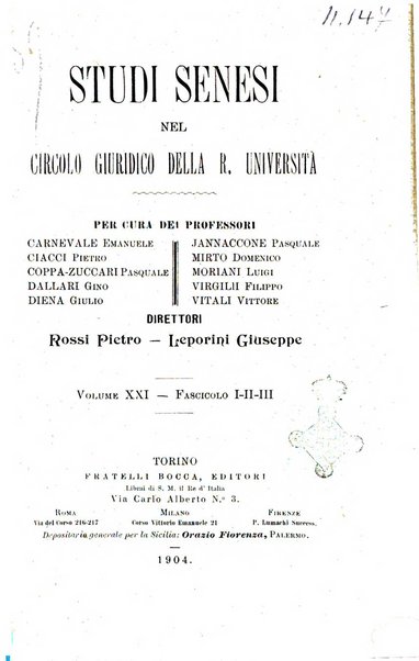 Studi senesi nel Circolo giuridico della R. Universita