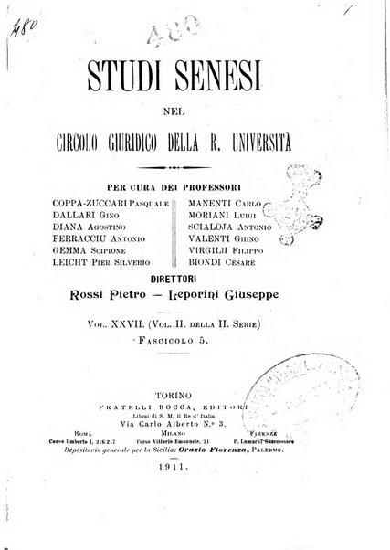 Studi senesi nel Circolo giuridico della R. Universita