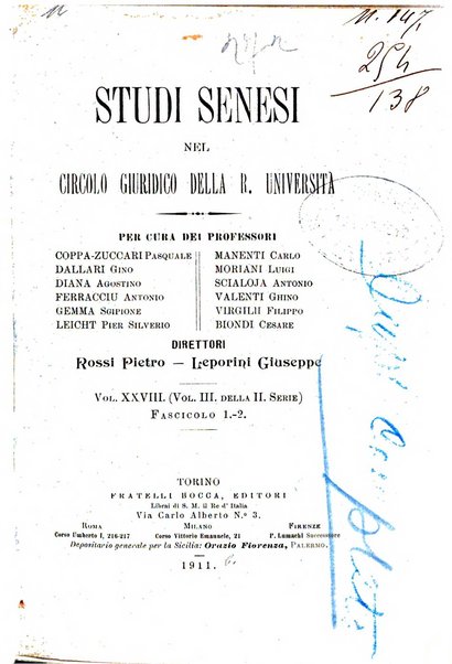 Studi senesi nel Circolo giuridico della R. Universita