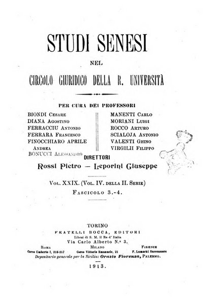 Studi senesi nel Circolo giuridico della R. Universita