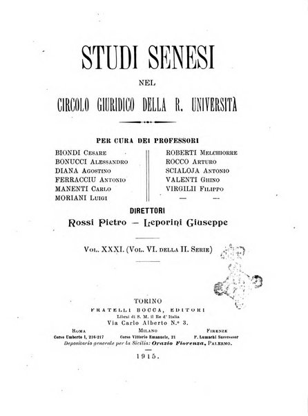 Studi senesi nel Circolo giuridico della R. Universita