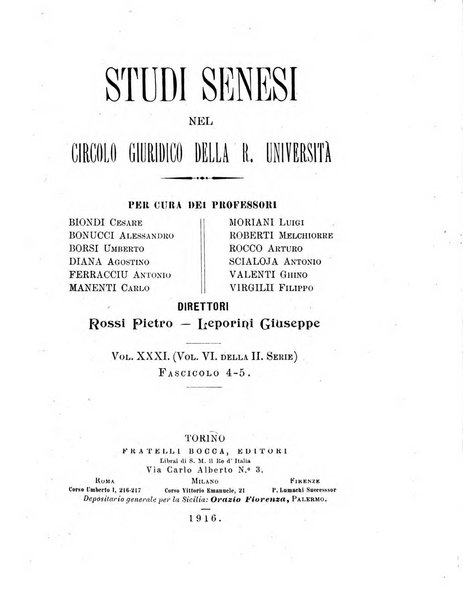 Studi senesi nel Circolo giuridico della R. Universita