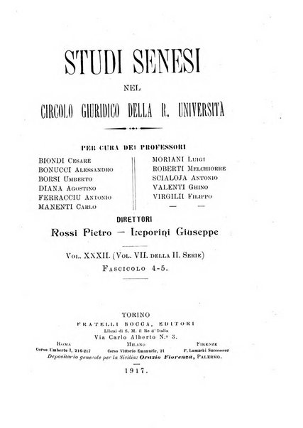 Studi senesi nel Circolo giuridico della R. Universita