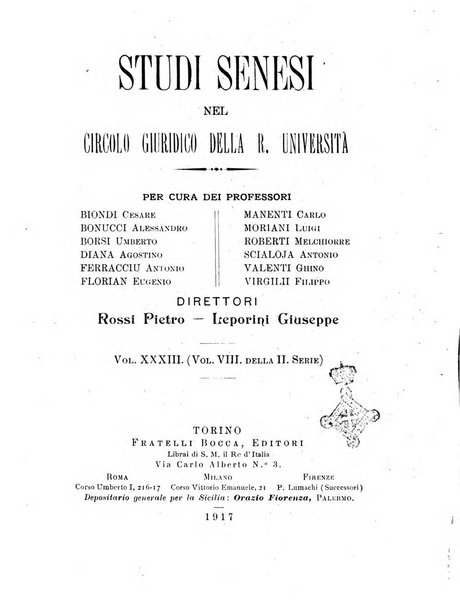 Studi senesi nel Circolo giuridico della R. Universita