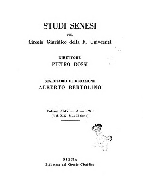 Studi senesi nel Circolo giuridico della R. Universita