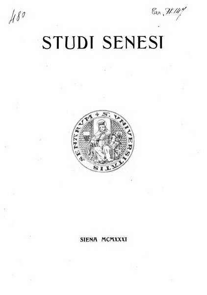 Studi senesi nel Circolo giuridico della R. Universita