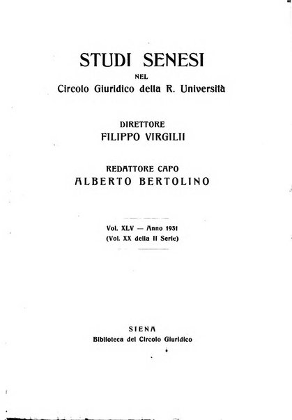 Studi senesi nel Circolo giuridico della R. Universita