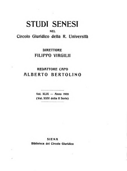 Studi senesi nel Circolo giuridico della R. Universita