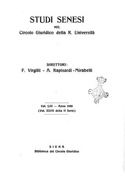 Studi senesi nel Circolo giuridico della R. Universita