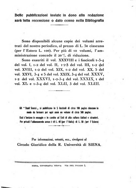 Studi senesi nel Circolo giuridico della R. Universita