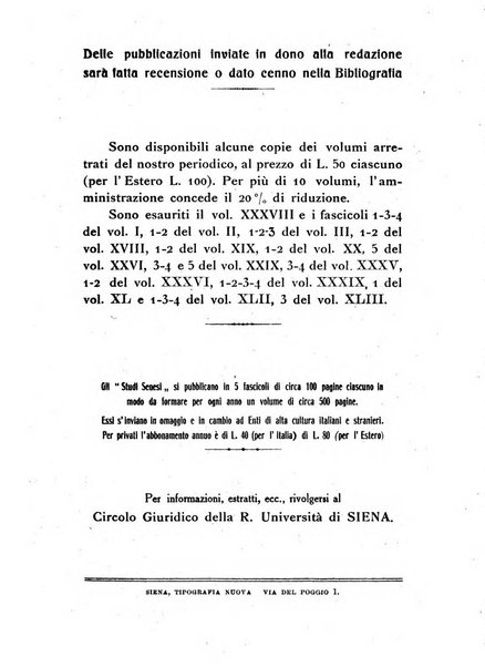 Studi senesi nel Circolo giuridico della R. Universita