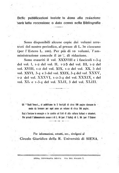 Studi senesi nel Circolo giuridico della R. Universita