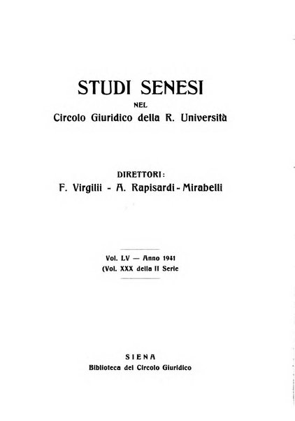 Studi senesi nel Circolo giuridico della R. Universita