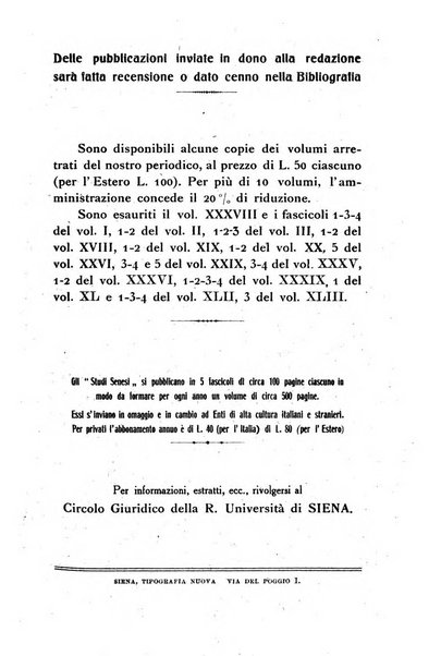 Studi senesi nel Circolo giuridico della R. Universita