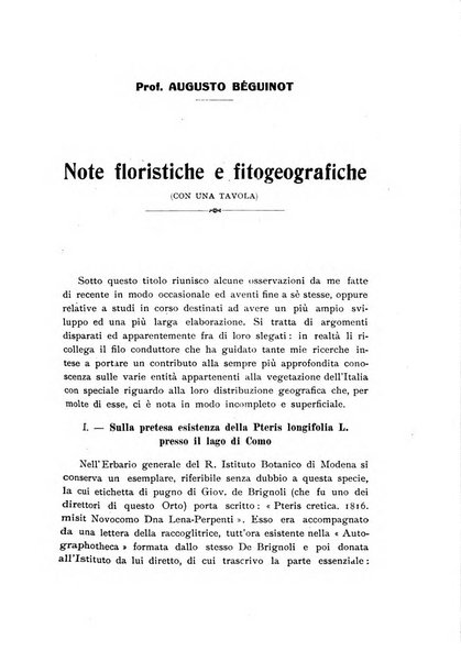 Archivio botanico per la sistematica, fitogeografia e genetica (storica e sperimentale) e Bollettino dell'Istituto botanico della R. Università di Modena